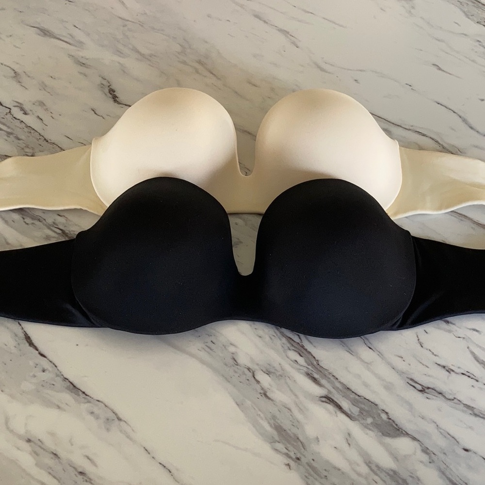 Black and Nude Strapless Bras 34C